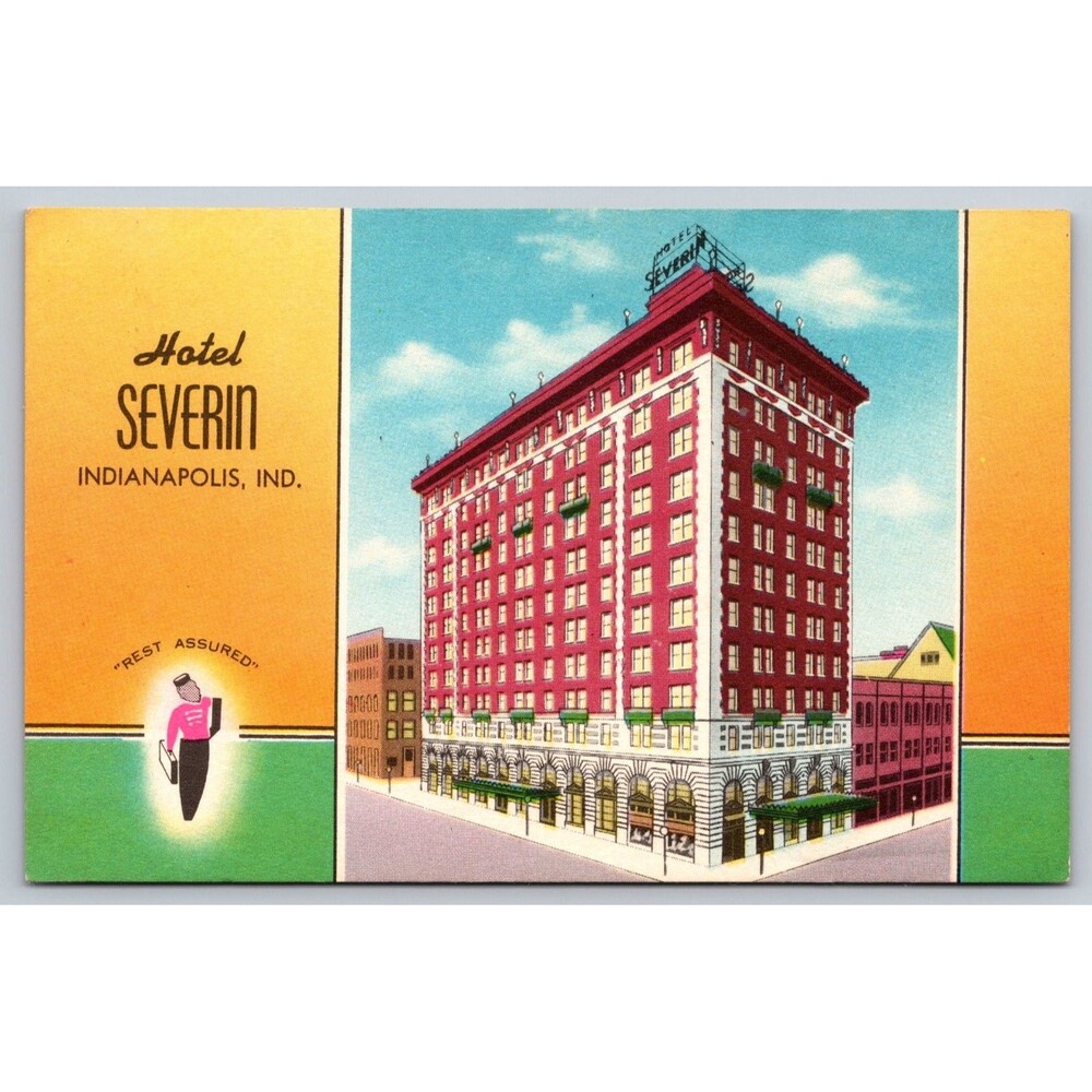 Vintage Linen Postcard Hotel Severin Indianapolis Indiana Westchester Grill MWM